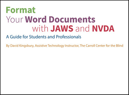 Format Your Word Documents with JAWS and NVDA